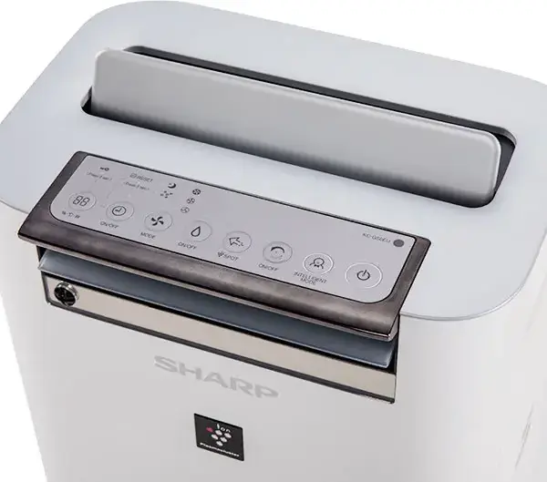 Sharp KCG50EUW Air Purifier and Humidifier, Plasmacluster Ion Technology, 4-Stage HEPA Filtration, 306 m3/h Cleaning Capacity, 2.5L Tank, White