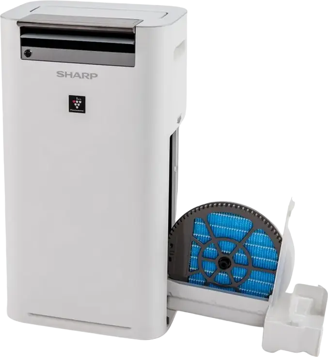 Sharp KCG50EUW Air Purifier and Humidifier, Plasmacluster Ion Technology, 4-Stage HEPA Filtration, 306 m3/h Cleaning Capacity, 2.5L Tank, White