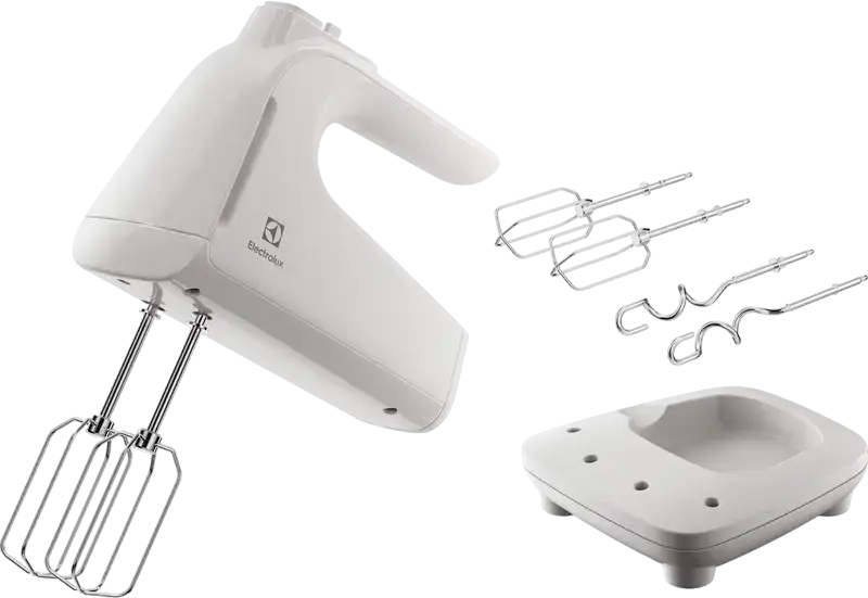 Electrolux EHM4W 300 Series Hand Mixer, 500W, 5 Speed Settings with Turbo Mode, Stainless Steel Beaters and Dough Hooks, White