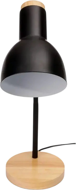 Lampa de birou LED Platinet PDL333, Soclu E27 Max 40W, Structura din Metal si Lemn, Negru, 420 x 150 x 150 mm