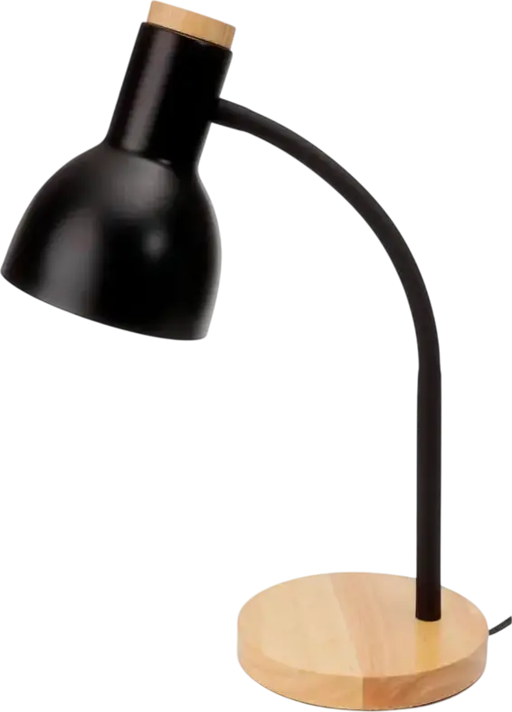 Lampa de birou LED Platinet PDL333, Soclu E27 Max 40W, Structura din Metal si Lemn, Negru, 420 x 150 x 150 mm