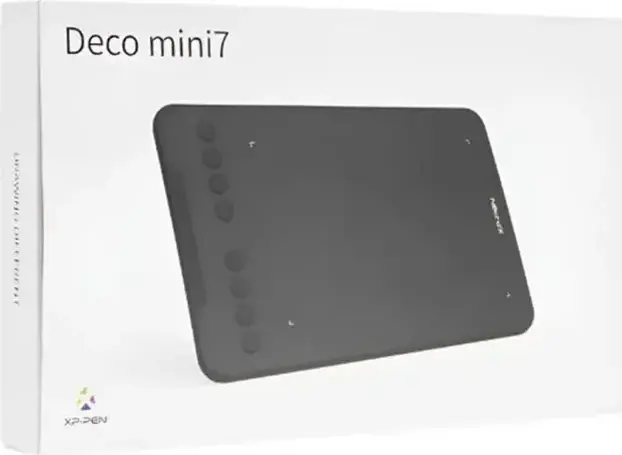 Графический планшет XP-Pen Deco Mini7 V2, 16384 уровня нажатия, стилус P05D без батареи, наклон 60°, 8 клавиш быстрого доступа, USB-C, Android