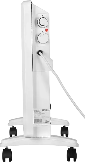 Resanta OK-1600 Electric Convector Heater, 1600W, Monolithic Aluminum Heating Element, 2 Power Modes, Mechanical Thermostat, Floor or Wall Mount, White