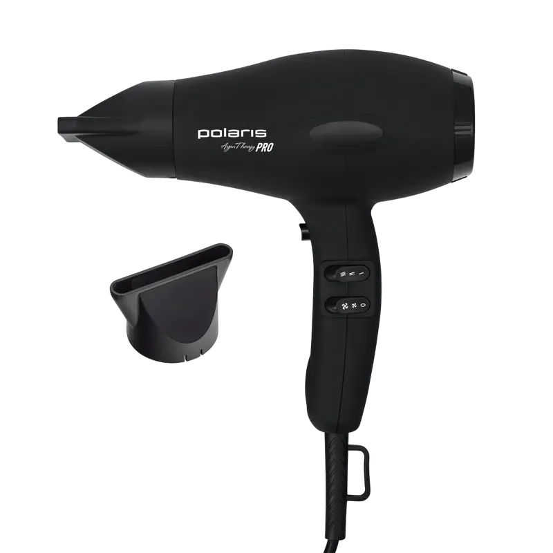 Fön Polaris PHD 2099ACi Argan Therapy PRO Profesional, Putere 2000W Motor AC, Ionizare, Jet Aer Rece, Corp Soft Touch Antiderapant, Negru