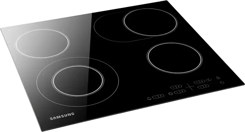 Samsung NZ64T3516AK/WT Built-in Electric Ceramic Cooktop, 4 Hi-Light Zones, Touch Control, LED Display, Child Lock, Black Glass-ceramic, 57.5 cm