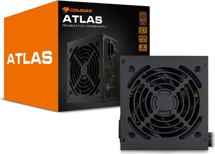 Cougar Atlas 650W Power Supply, 80 PLUS Bronze, ATX 3.1 PCIe 5.1 Standard, Non-Modular PSU with 12V-2x6 Connector and Active PFC, Black