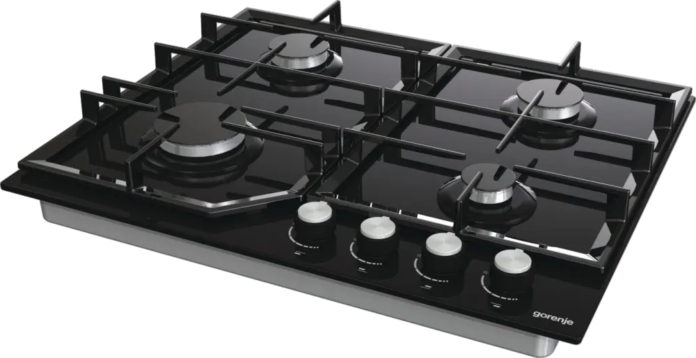 Газовая варочная панель Gorenje GT 641 KB, 4 конфорки с WOK, черное закаленное стекло, электроподжиг, 60 см