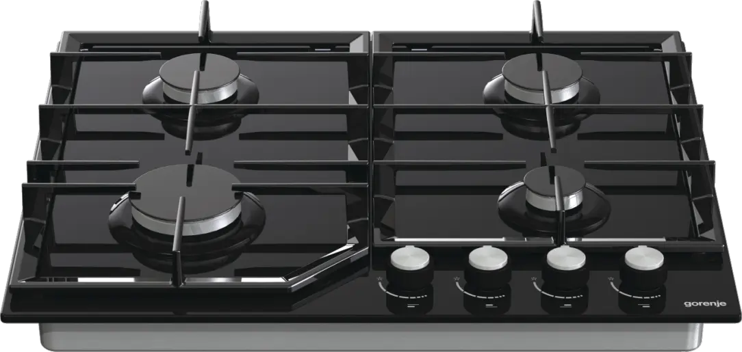 Газовая варочная панель Gorenje GT 641 KB, 4 конфорки с WOK, черное закаленное стекло, электроподжиг, 60 см