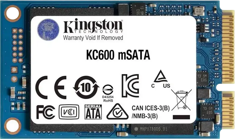 Kingston KC600 512GB mSATA SSD, SATA Rev 3.0 6Gb/s, 3D TLC NAND, 550MB/s Read, 500MB/s Write, AES 256-bit Hardware Encryption, TCG Opal 2.0