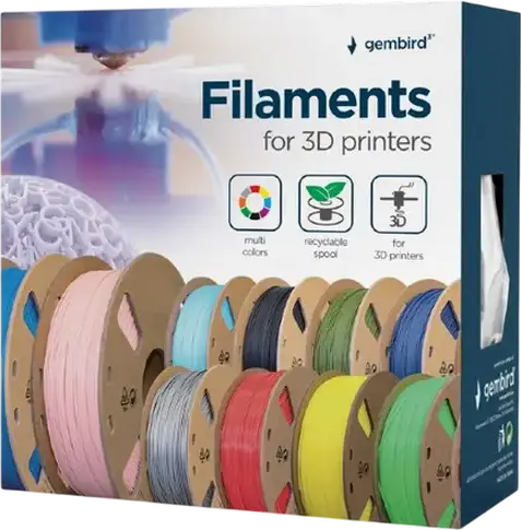 Filament 3D Gembird 3DP-PLA+1.75-02-G PLA+, Verde, Diametru 1.75 mm, Greutate Neta 1 kg, Temperatura de Printare 195-235 grade C, Bobina Reciclabila din Carton