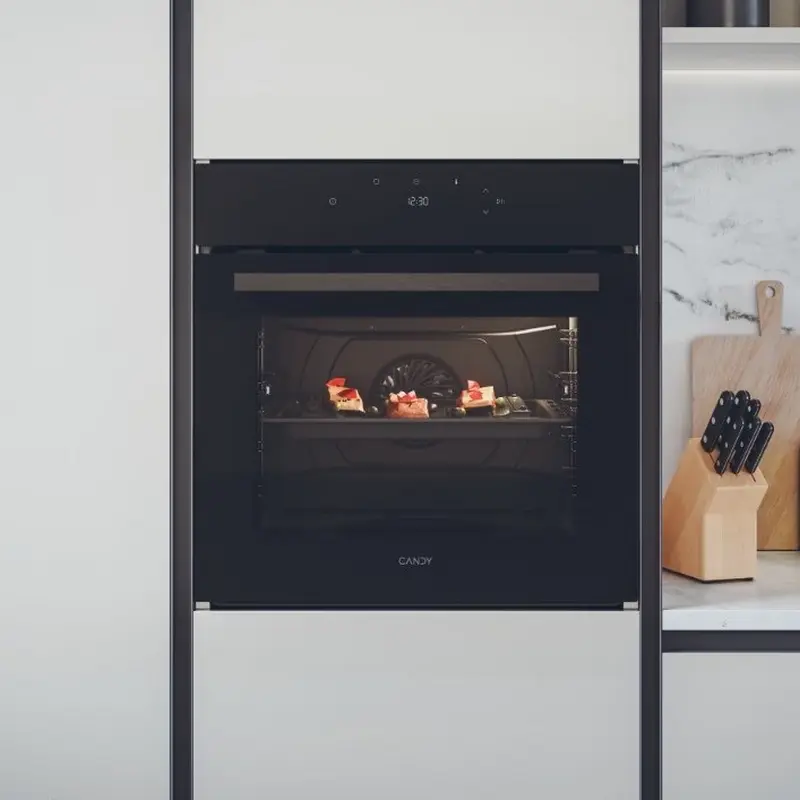 Cuptor Electric Încorporabil Candy FMBC T828S WF, Black Moderna, 70L, Clasa Energetică A+, Wi-Fi și Bluetooth, Curățare prin Hidroliză, Tavă Steam&BBQ