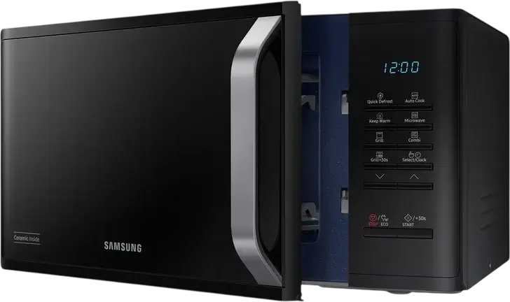 Samsung MG23K3523AK Freestanding Microwave Oven with Grill, 23L, 800W/1100W, Ceramic Interior, Quick Defrost, Auto Cook, Black