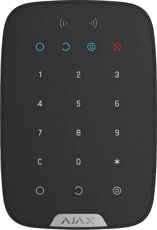 Tastatura Wireless Ajax KeyPad Plus pentru Sisteme de Securitate, Neagra, Cititor Contactless MIFARE DESFire, Protocol Jeweller, Criptare AES, Raza 1700m