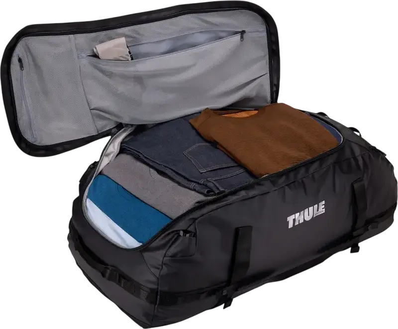 Thule Chasm Transformer 130L Sport Travel Duffel Bag, Convertible Backpack, Weather-Resistant Nylon, Wide Mouth Opening, Black