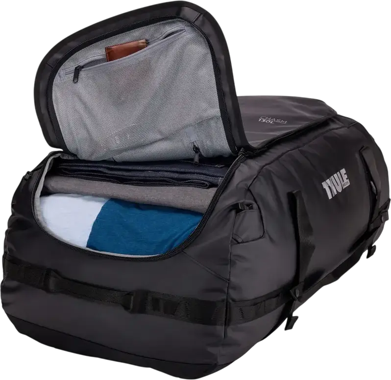 Thule Chasm Transformer 130L Sport Travel Duffel Bag, Convertible Backpack, Weather-Resistant Nylon, Wide Mouth Opening, Black
