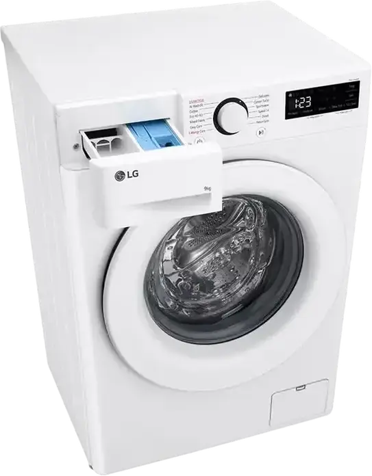 Стиральная машина LG F2WR509SWW с фронтальной загрузкой, 9 кг, Inverter Direct Drive AI DD, функция пара Steam, 1200 об/мин, класс A, узкая 60x85x47.5 см, белая