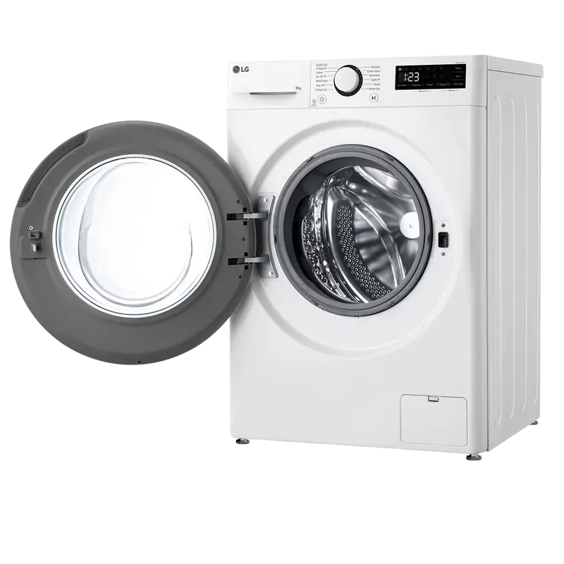Стиральная машина LG F2WR509SWW с фронтальной загрузкой, 9 кг, Inverter Direct Drive AI DD, функция пара Steam, 1200 об/мин, класс A, узкая 60x85x47.5 см, белая