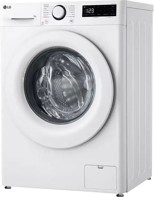 Стиральная машина LG F2WR509SWW с фронтальной загрузкой, 9 кг, Inverter Direct Drive AI DD, функция пара Steam, 1200 об/мин, класс A, узкая 60x85x47.5 см, белая