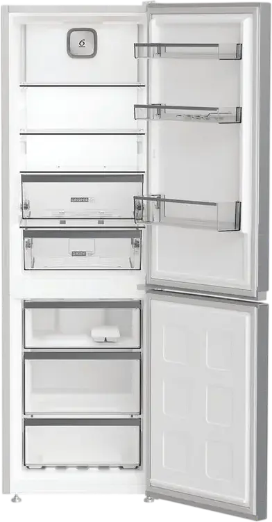Frigider Combinat Whirlpool WHK 26362 XP4E, No Frost, Congelator Jos, Argintiu, Display LED, Capacitate Totala 316L, Clasa Energetica E, 59.5x186.5x66.3 cm