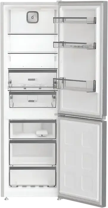 Frigider Combinat Whirlpool WHK 26362 XP4E, No Frost, Congelator Jos, Argintiu, Display LED, Capacitate Totala 316L, Clasa Energetica E, 59.5x186.5x66.3 cm