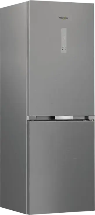 Frigider Combinat Whirlpool WHK 26362 XP4E, No Frost, Congelator Jos, Argintiu, Display LED, Capacitate Totala 316L, Clasa Energetica E, 59.5x186.5x66.3 cm