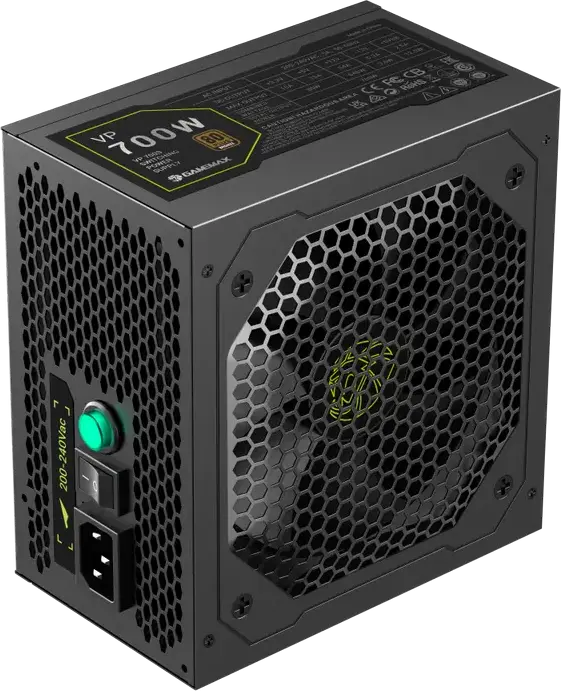 Gamemax VP-700S 700W ATX Power Supply, 80 PLUS Bronze Efficiency, Active PFC, 120mm HDB Fan with ECO Mode, Flat Cables, Black