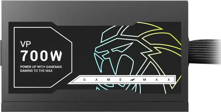 Gamemax VP-700S 700W ATX Power Supply, 80 PLUS Bronze Efficiency, Active PFC, 120mm HDB Fan with ECO Mode, Flat Cables, Black