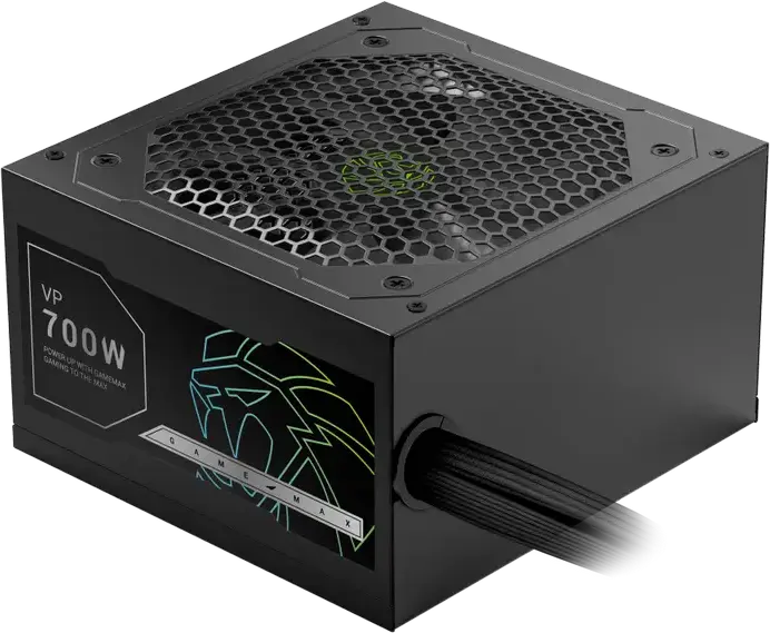Gamemax VP-700S 700W ATX Power Supply, 80 PLUS Bronze Efficiency, Active PFC, 120mm HDB Fan with ECO Mode, Flat Cables, Black