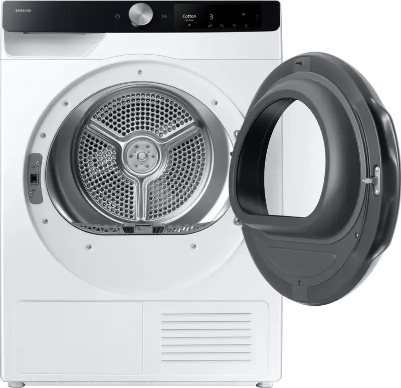 Uscător de rufe cu pompă de căldură Samsung DV90T6240LK, Capacitate 9 kg, Clasa Energetică A+++, Control Wi-Fi, Funcție Anti-Crease, Încărcare Frontală
