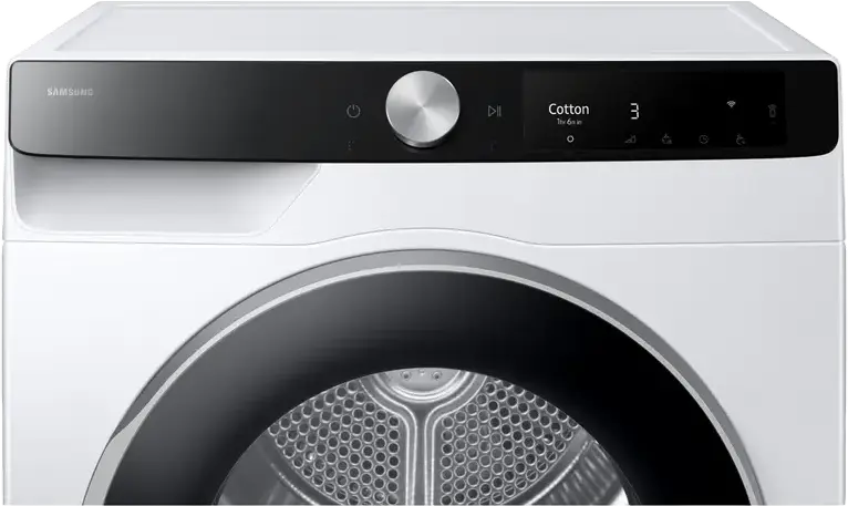 Uscător de rufe cu pompă de căldură Samsung DV90T6240LK, Capacitate 9 kg, Clasa Energetică A+++, Control Wi-Fi, Funcție Anti-Crease, Încărcare Frontală