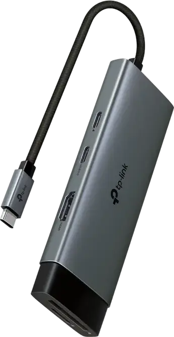 USB-C хаб TP-Link UH7020C 7-в-1, HDMI 4K@60Hz, Power Delivery PD 100W, 2x USB 3.0, картридер SD/microSD UHS-I, алюминиевый корпус, серебристый