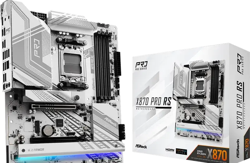 Материнская плата ASRock X870 PRO RS ATX AM5 чипсет AMD X870 DDR5 8000+ МГц PCIe 5.0 x16 Blazing M.2 Gen5 USB4 Type-C для Ryzen серий 9000 8000 7000