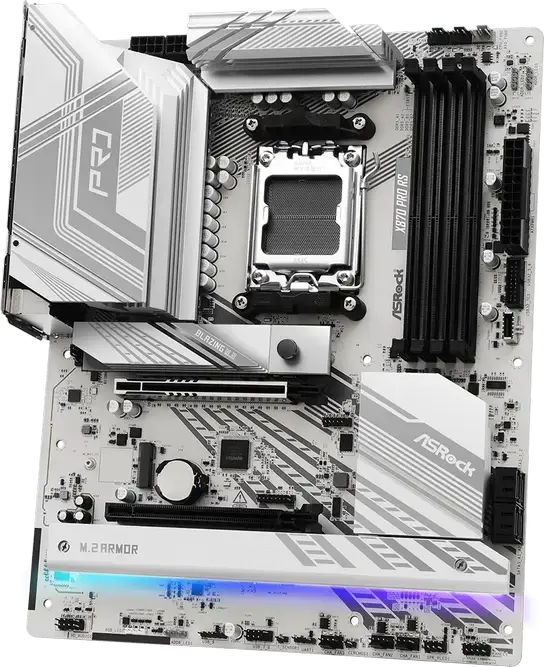 Материнская плата ASRock X870 PRO RS ATX AM5 чипсет AMD X870 DDR5 8000+ МГц PCIe 5.0 x16 Blazing M.2 Gen5 USB4 Type-C для Ryzen серий 9000 8000 7000
