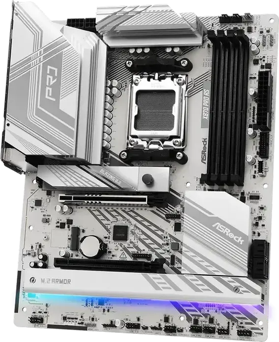 Материнская плата ASRock X870 PRO RS ATX AM5 чипсет AMD X870 DDR5 8000+ МГц PCIe 5.0 x16 Blazing M.2 Gen5 USB4 Type-C для Ryzen серий 9000 8000 7000