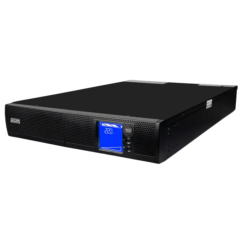Powercom SNT Series 2000VA Online Double Conversion UPS, Pure Sine Wave, PF 1.0, Rack/Tower, LCD Panel, USB/RS232/SNMP, 8 IEC Outlets, ECO Mode