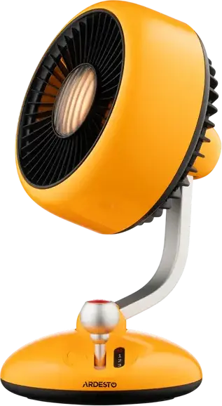Ardesto AviaFan FT-F3600Y Rechargeable Tabletop Fan, 3600mAh Li-ion Battery, 3 Speeds, LED Light, Oscillating Quiet Desktop Fan, Yellow, USB-C Charging