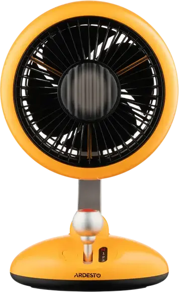 Ardesto AviaFan FT-F3600Y Rechargeable Tabletop Fan, 3600mAh Li-ion Battery, 3 Speeds, LED Light, Oscillating Quiet Desktop Fan, Yellow, USB-C Charging