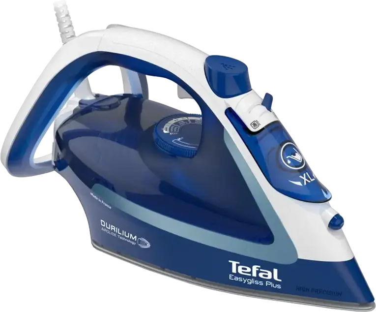Fier de călcat cu abur Tefal EasyGliss Plus FV5770E0, 2700W, Tală Durilium AirGlide, Abur Continuu 50g/min, Shot Abur 240g, Colector Calc, Oprire Automată
