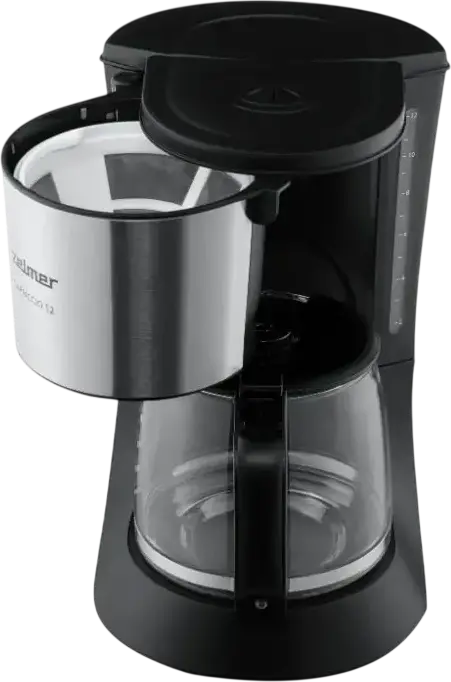 Zelmer ZCM1200 Capriccio 12 Drip Coffee Maker, 680W, 1.2L Capacity, 12 Cups, Glass Carafe, Permanent Filter, Anti-Drip System, Black