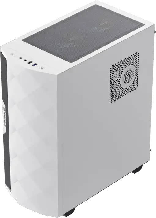 Gamemax Diamond CP WT Midi-Tower E-ATX Case, Color: White, Tempered Glass, ARGB Lighting, 4 Preinstalled Fans, Support GPU 340mm, CPU Cooler 170mm