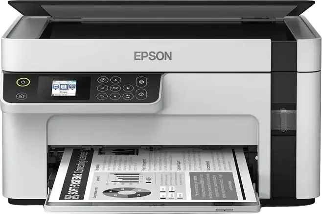 Imprimanta Multifunctionala Mono Epson EcoTank M2120 cu rezervor de cerneala - Printare, Scanare, Copiere, Wi-Fi, Wi-Fi Direct, 15 ppm, A4, Cerneala Pigmentata