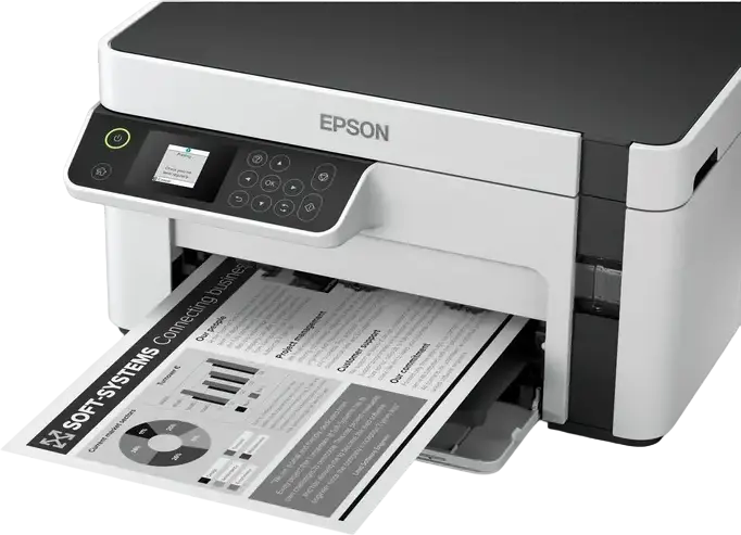 Imprimanta Multifunctionala Mono Epson EcoTank M2120 cu rezervor de cerneala - Printare, Scanare, Copiere, Wi-Fi, Wi-Fi Direct, 15 ppm, A4, Cerneala Pigmentata