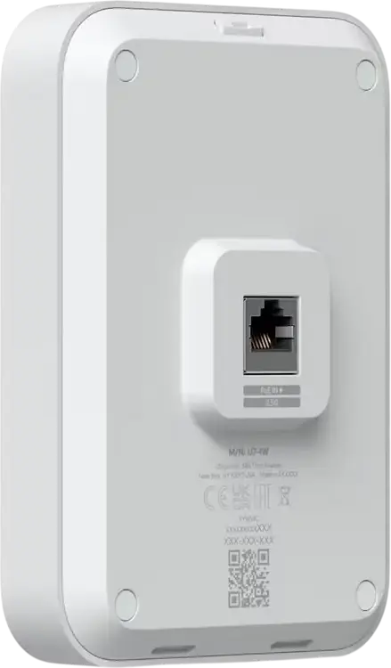 Ubiquiti UniFi U7-IW WiFi 7 In-Wall Access Point, 802.11be, 3x 2.5 GbE RJ45 Ports, PoE+ Input/Output, MU-MIMO, White Polycarbonate and Aluminum