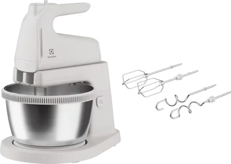 Electrolux ESM4W Series 500 Stand Mixer, 500W Hand Mixer with 3.6L Stainless Steel Bowl, 5 Speed Settings, Turbo Mode, White