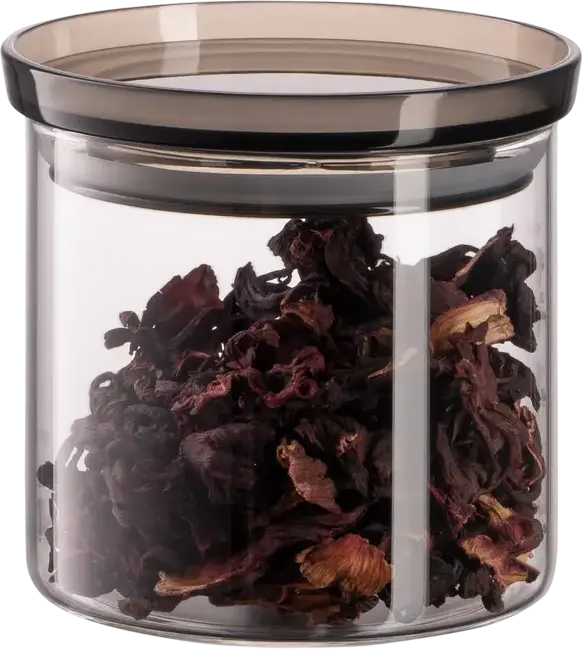 Ardesto AR1305SFM Fresh Food Storage Jar, 0.5L Glass and Plastic Container with Glass and Silicone Lid, Transparent Cylindrical Jar, 10.2 cm