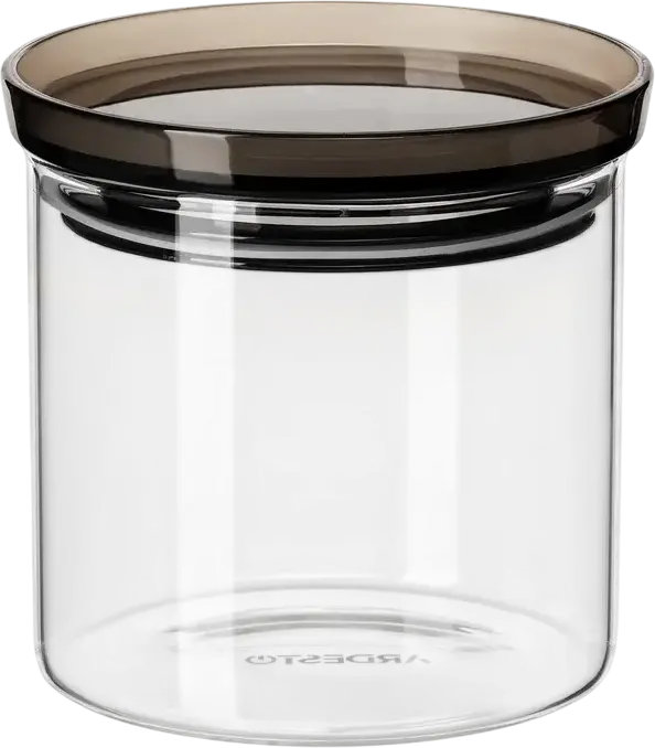 Ardesto AR1305SFM Fresh Food Storage Jar, 0.5L Glass and Plastic Container with Glass and Silicone Lid, Transparent Cylindrical Jar, 10.2 cm