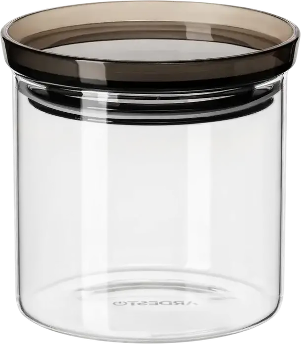 Ardesto AR1305SFM Fresh Food Storage Jar, 0.5L Glass and Plastic Container with Glass and Silicone Lid, Transparent Cylindrical Jar, 10.2 cm