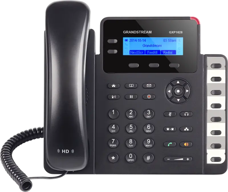Grandstream GXP1628 IP Phone, 2 SIP Lines, Color LCD, 8 Dual-Colored BLF Keys, Gigabit Ethernet, PoE, HD Audio, 3-Way Conferencing, Black
