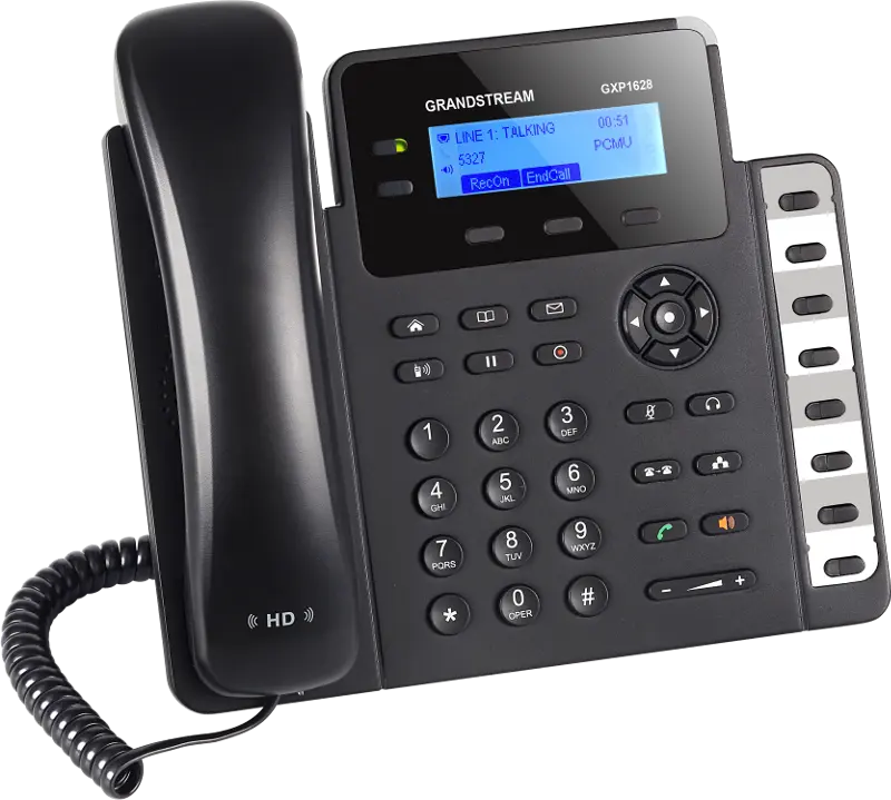 Grandstream GXP1628 IP Phone, 2 SIP Lines, Color LCD, 8 Dual-Colored BLF Keys, Gigabit Ethernet, PoE, HD Audio, 3-Way Conferencing, Black
