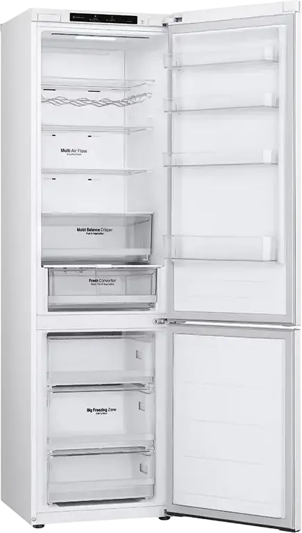 Frigider Combinat LG GBV3200DSW, Congelator Jos, Total No Frost, Compresor Smart Inverter, Volum Net 387L, DoorCooling+, LinearCooling, Culoare: Alb